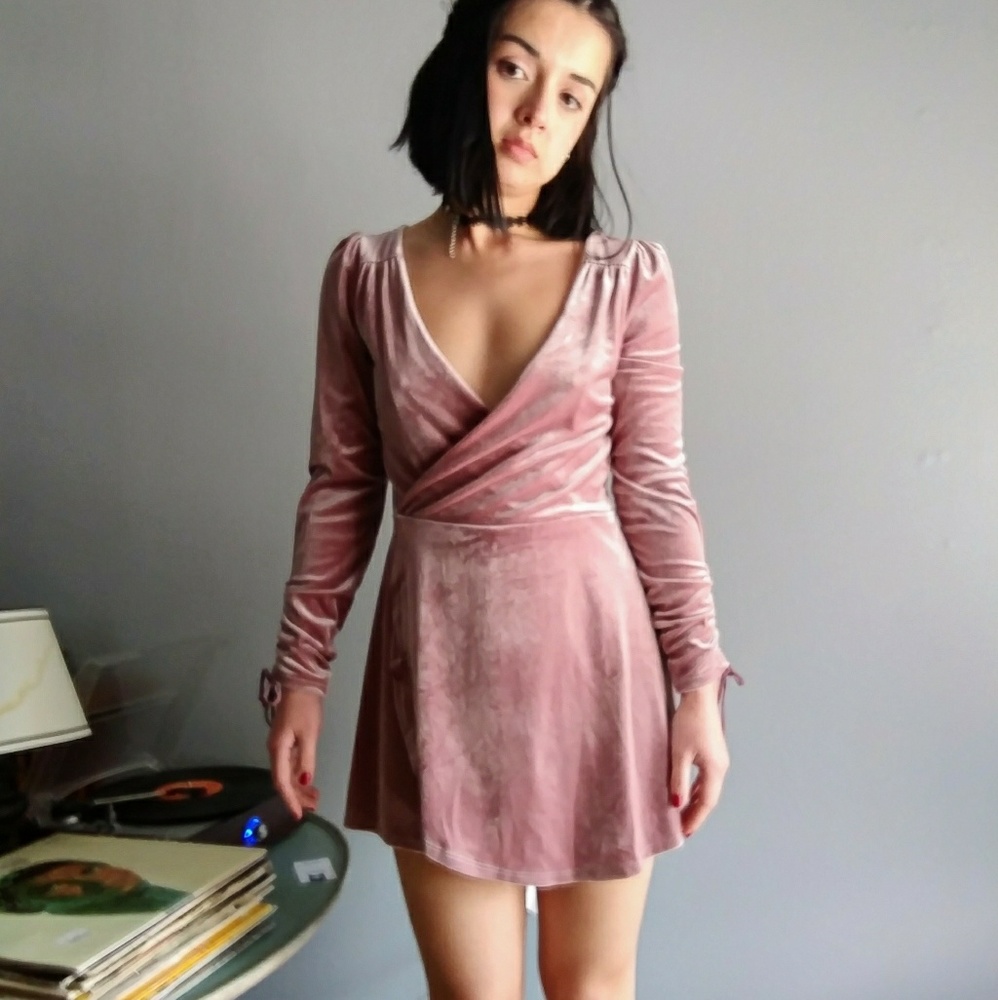 UO Goldmine Velvet Surplice Romper